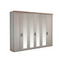 Wiemann Truro Large 6 Door Hinged Wardrobe in White colour with Middle 4 Mirror Doors and Oak Cornice Width 300cm Height 220cm