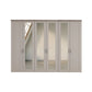 Wiemann Truro Large 6 Door Hinged Pebble Grey Wardrobe with 4 Mirror Doors and Oak Cornice Width 300cm Height 220cm