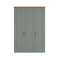 Wiemann Truro 150cm Wide 3 Door Hinged Wardrobe in Sage Green With Oak Cornice 