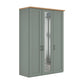 A three-door Wiemann Truro wardrobe with a muted sage green painted finish, featuring two solid doors and one mirrored door, topped with a natural wood grain surface.