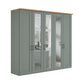 Wiemann Truro Shaker Style 5 Door Hinged Wardrobe in sage Green Colour with 3 Middle Mirror Doors
