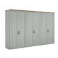 Wiemann Truro Large 6 Door Hinged Wardrobe in Sage Green colour with Oak Cornice Width 300cm Height 220cm