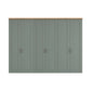 Wiemann Truro Large 6 Door Hinged Wardrobe in Sage Green colour with Oak Cornice Width 300cm Height 220cm