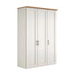 Wiemann Truro 150cm Wide 3 Door Hinged Wardrobe in White With Oak Cornice 