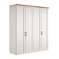 Wiemann truro 200cm Wide White 4 Door hinged Wardrobe with Oak Cornice and Panelled Doors