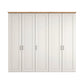 A 5 door 250cm Wide Wiemann Truro Shaker style wardrobe in White colour Finish with Bianco Oak Cornice
