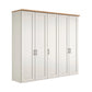 A 5 door 250cm Wide Wiemann Truro Shaker style wardrobe in White colour Finish with Bianco Oak Cornice