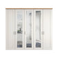  Wiemann Truro Shaker style five door hinged wardrobe in White colour Finish with Bianco Oak Cornice and Mirror on Middle three doors