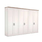 A six-door Wiemann Truro wardrobe or storage cabinet with white paneled doors and a natural wood top, shown on a plain white background.