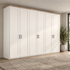 Wiemann Truro Large 6 Door Hinged Wardrobe in White colour with Oak Cornice Width 300cm Height 220cm