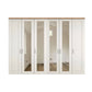 A six-door Wiemann Truro wardrobe with six white paneled doors, two of which feature mirrored glass panels showing an interior room, topped with a light natural wood apron. The wardrobe is shown against a plain white background.