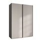 Wiemann Tulsa Daytona Pebble Grey Sliding Door Wardrobe with Decking on 1 door -W 150cm on a white background