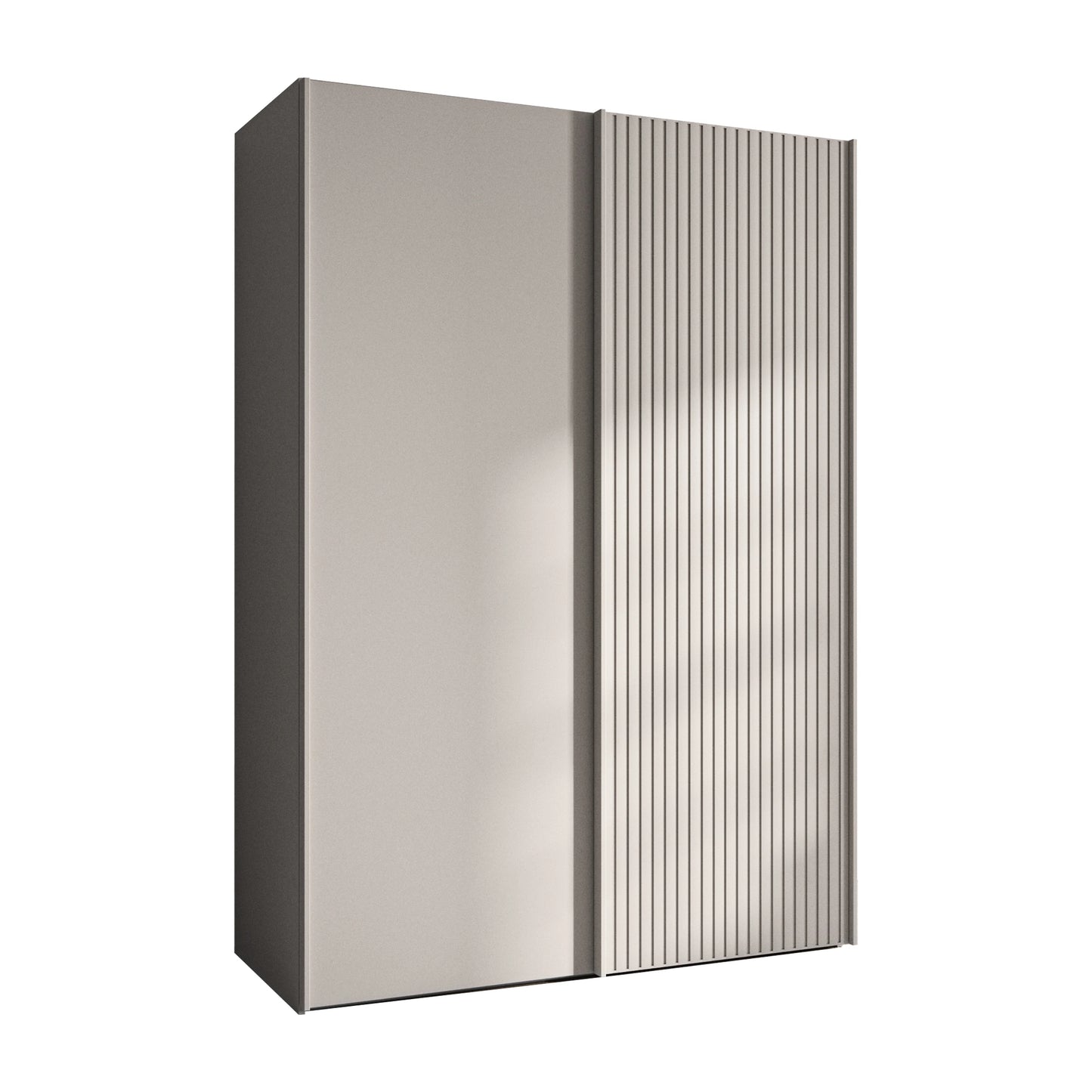 Wiemann Tulsa Daytona Pebble Grey Sliding Door Wardrobe with Decking on 1 door -W 150cm on a white background