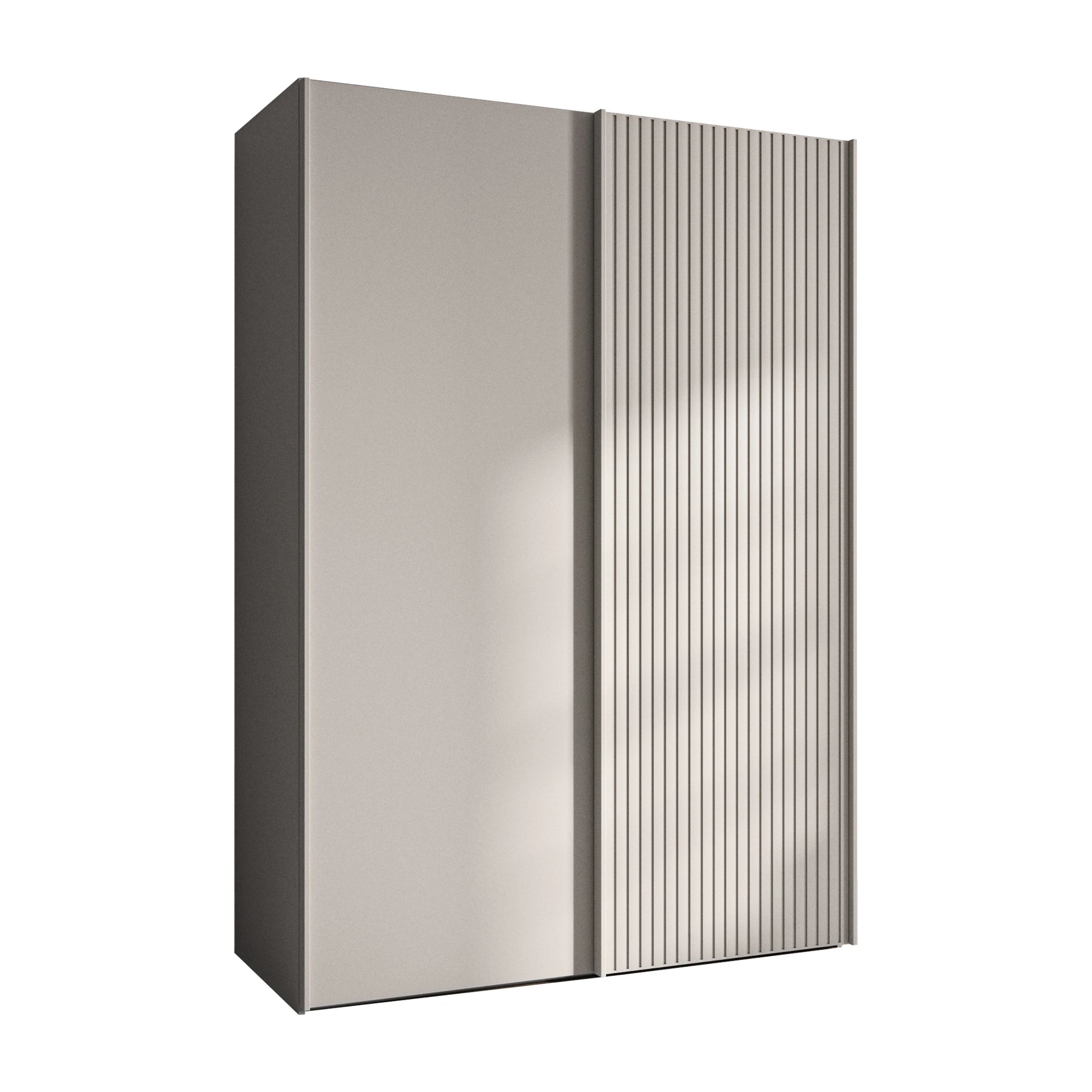 Wiemann Tulsa Daytona Pebble Grey Sliding Door Wardrobe with Decking on 1 door -W 150cm on a white background