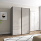 Tulsa Pebble Grey Glass & Slatted Sliding Wardrobe