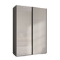Tulsa Pebble Grey Glass & Slatted Sliding Wardrobe
