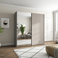 Wiemann Tulsa Pebble Grey Sliding Door Wardrobe With Mirror and decking on the door