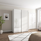 Wiemann Tulsa Small White Glass Sliding Wardrobe with Decking 