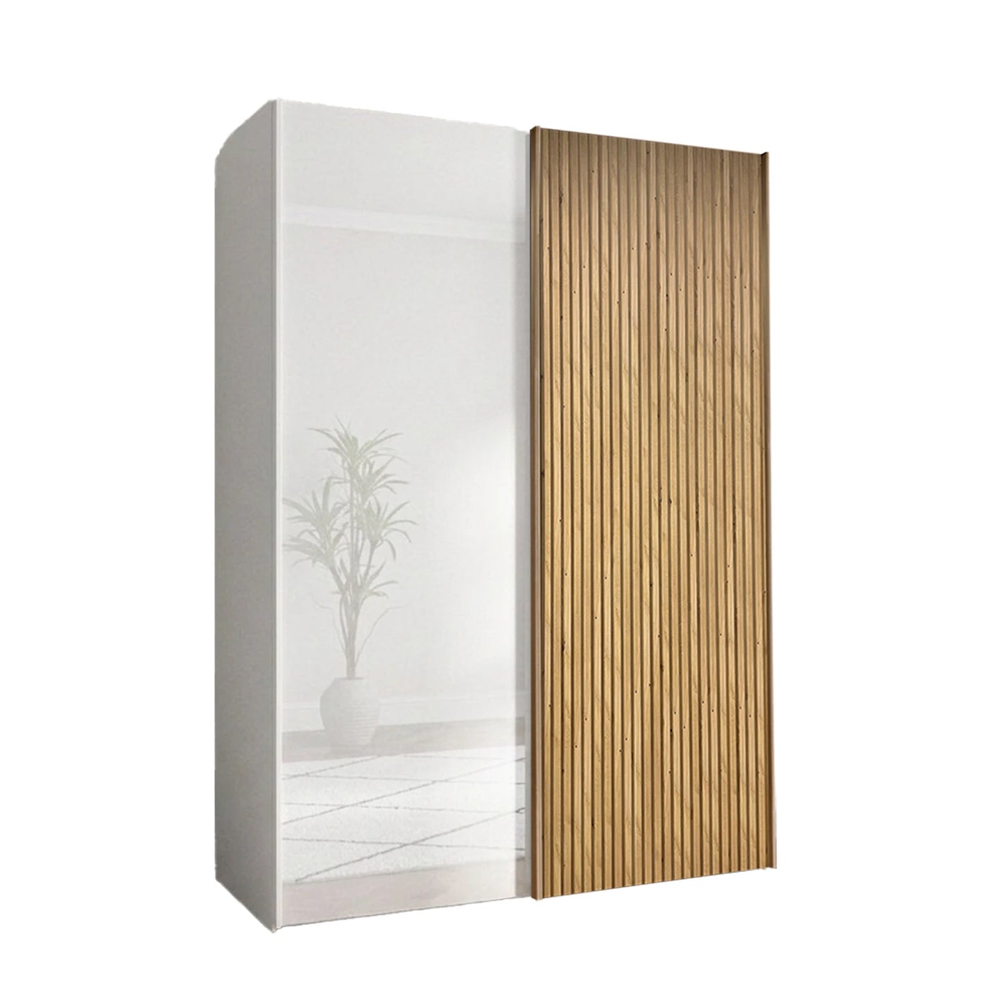 Oak Decking Style Sliding Door Wardrobe 