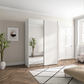 Wiemann Tulsa White 2 Door Sliding Wardrobe with Decking and Mirror Doors - Width 150cm