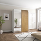 Wiemann Tulsa White 2 Door Sliding Wardrobe with Oak Decking and Mirror Doors - Width 150cm