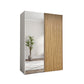 Wiemann Tulsa White 2 Door Sliding Wardrobe with Oak Decking and Mirror Doors - Width 150cm