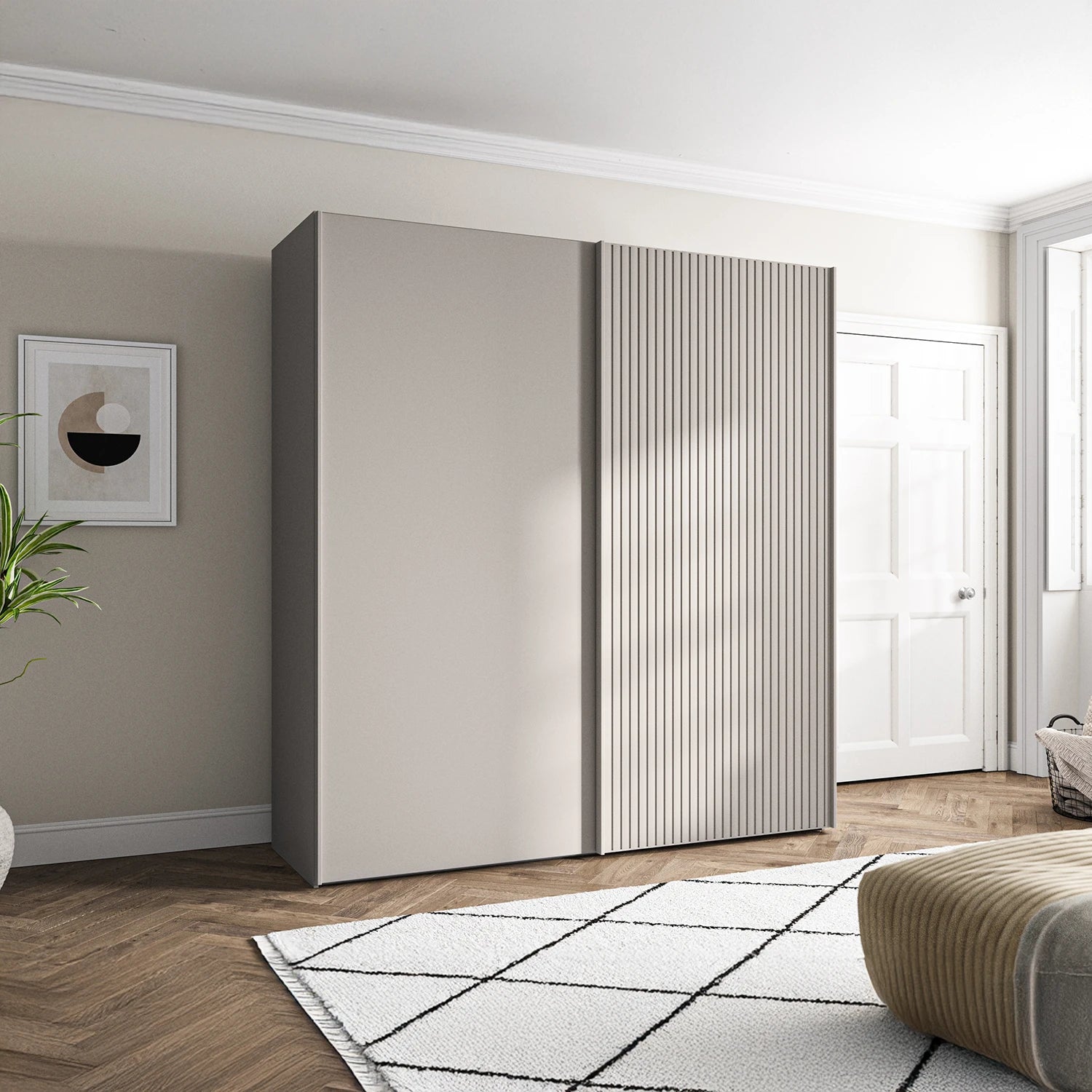 Wiemann 200cm Tulsa Sliding Door Wardrobe with Decking on One Door