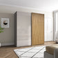 Tulsa Pebble Grey Glass & Slatted Sliding Wardrobe