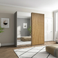 Wiemann Tulsa 200cm 2 Door Siding wardrobe with Mirror and Oak Decking front