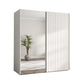 Wiemann Tulsa White 2 Door Sliding Wardrobe with Decking and Mirror Doors - Width 200cm