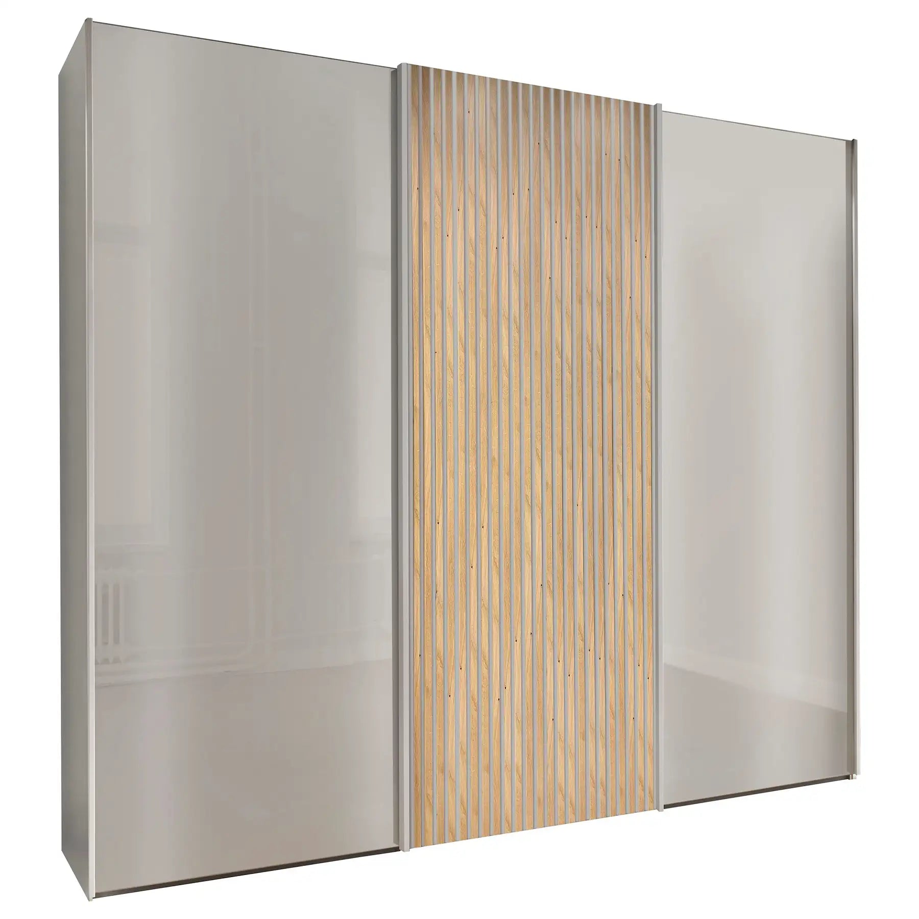 Tulsa 3 Door Champagne Glass Sliding Door Wardrobe with Decking 