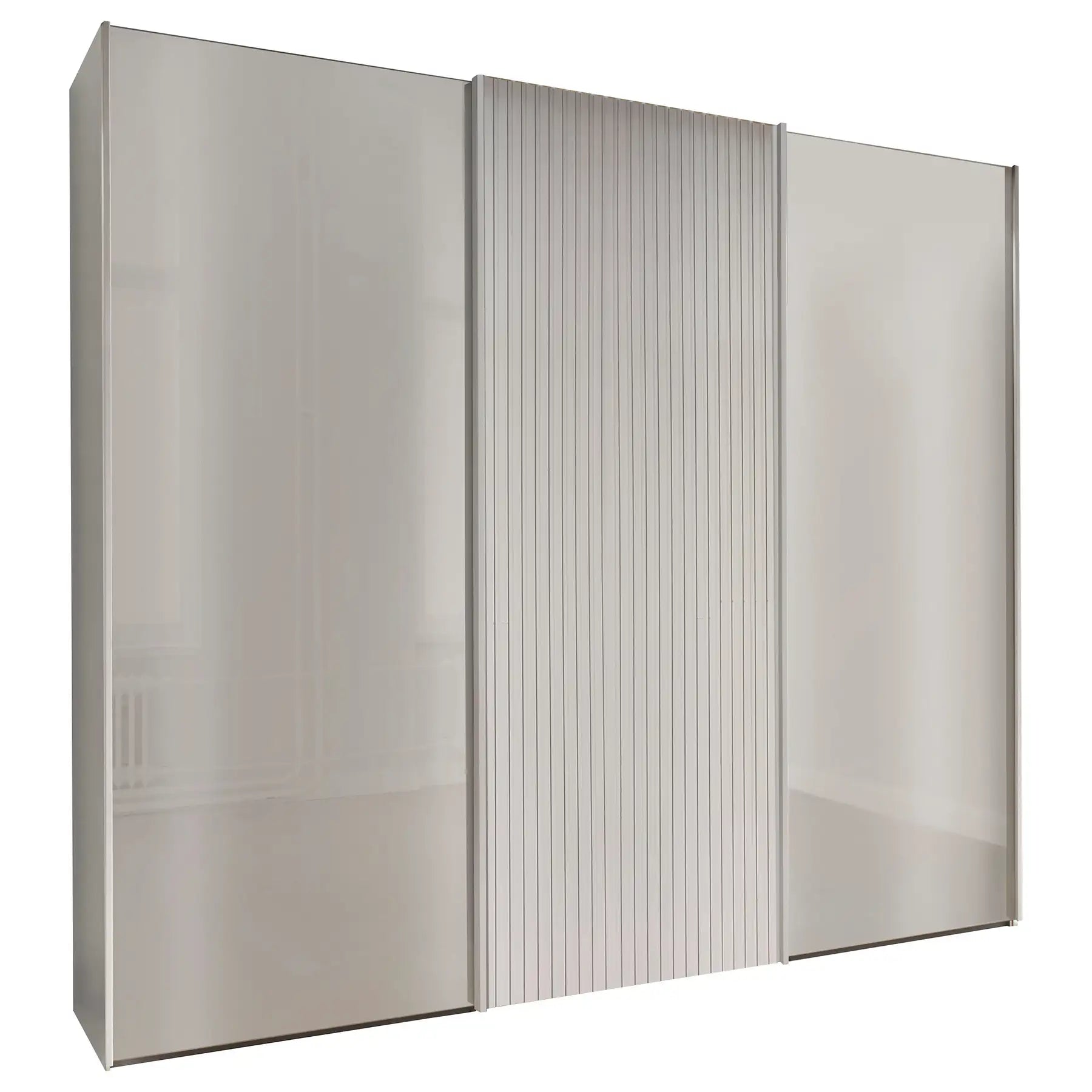 Tulsa 3 Door Champagne Glass Sliding Door Wardrobe with Decking 