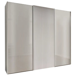 Tulsa 3 Door Champagne Glass Sliding Door Wardrobe with Decking 