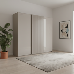 Tulsa 3 Door Champagne Glass Sliding Door Wardrobe with Decking
