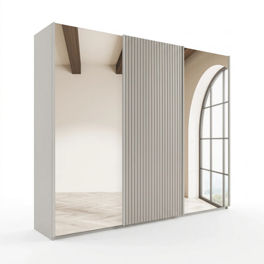 Tulsa Large 3 Door Wardrobe With Mirror and Decking Door