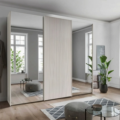 Tulsa Large 3 Door Wardrobe With Mirror and Decking Door