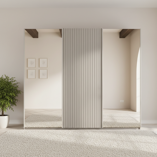 Tulsa Large 3 Door Wardrobe With Mirror and Decking Door