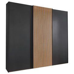 Tulsa 3 Door Graphite Sliding Door Wardrobe with Decking - Free Assembly