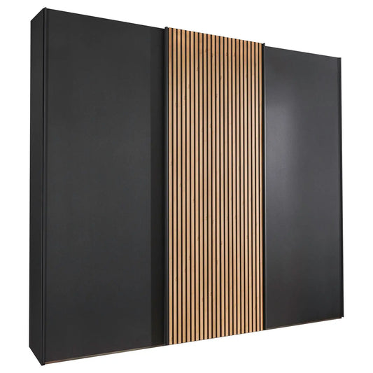 Tulsa 3 Door Graphite Sliding Door Wardrobe with Decking - Free Assembly