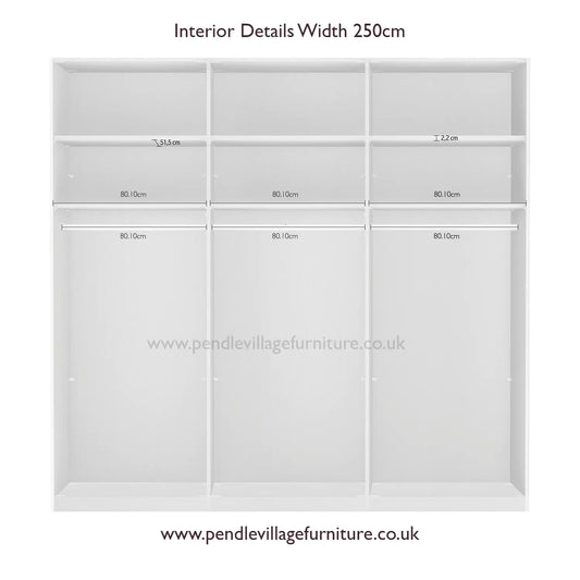 Tulsa 3 Door Decor Champagne Sliding Door Wardrobe with Oak Decking
