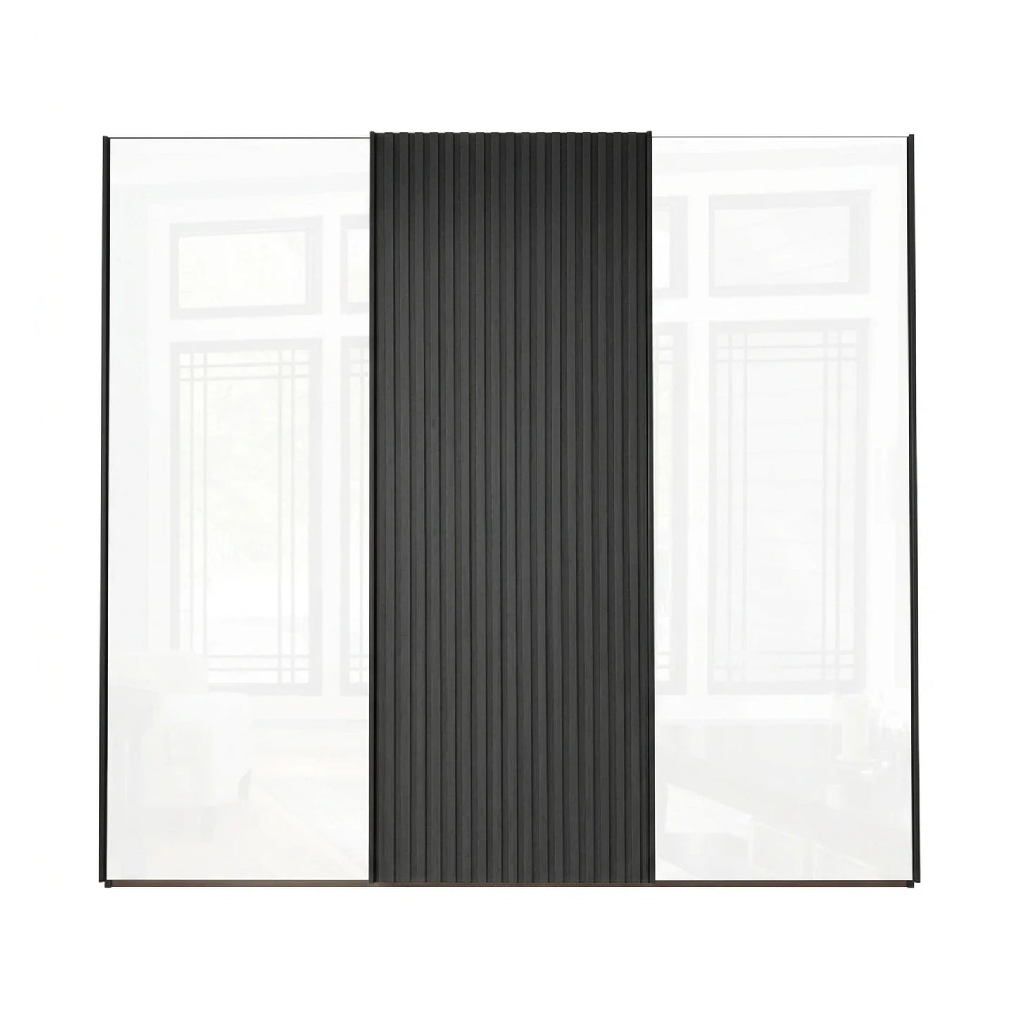 Tulsa 3 Door White Glass Sliding Door Wardrobe with Decking