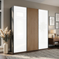 Tulsa 3 Door White Glass Sliding Door Wardrobe with Decking