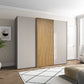 Tulsa pebble grey 3 door sliding wardrobe with Oak slatted design. Multiple sizes & interiors. FREE delivery & assembly.