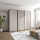 Tulsa pebble grey 3 door sliding wardrobe with slatted design. Multiple sizes & interiors. 