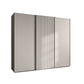 Tulsa pebble grey 3 door sliding wardrobe with slatted design. Multiple sizes & interiors. FREE delivery & assembly.