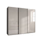 Tulsa Pebble Grey Glass 3 Door Sliding Wardrobe with Decking