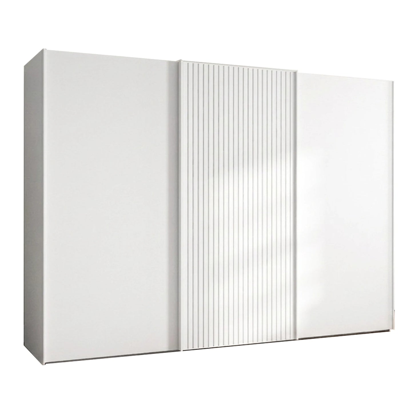 Wiemann Tulsa White 3 Door Sliding Wardrobe with Decking on the Middle Door - Width 300cm