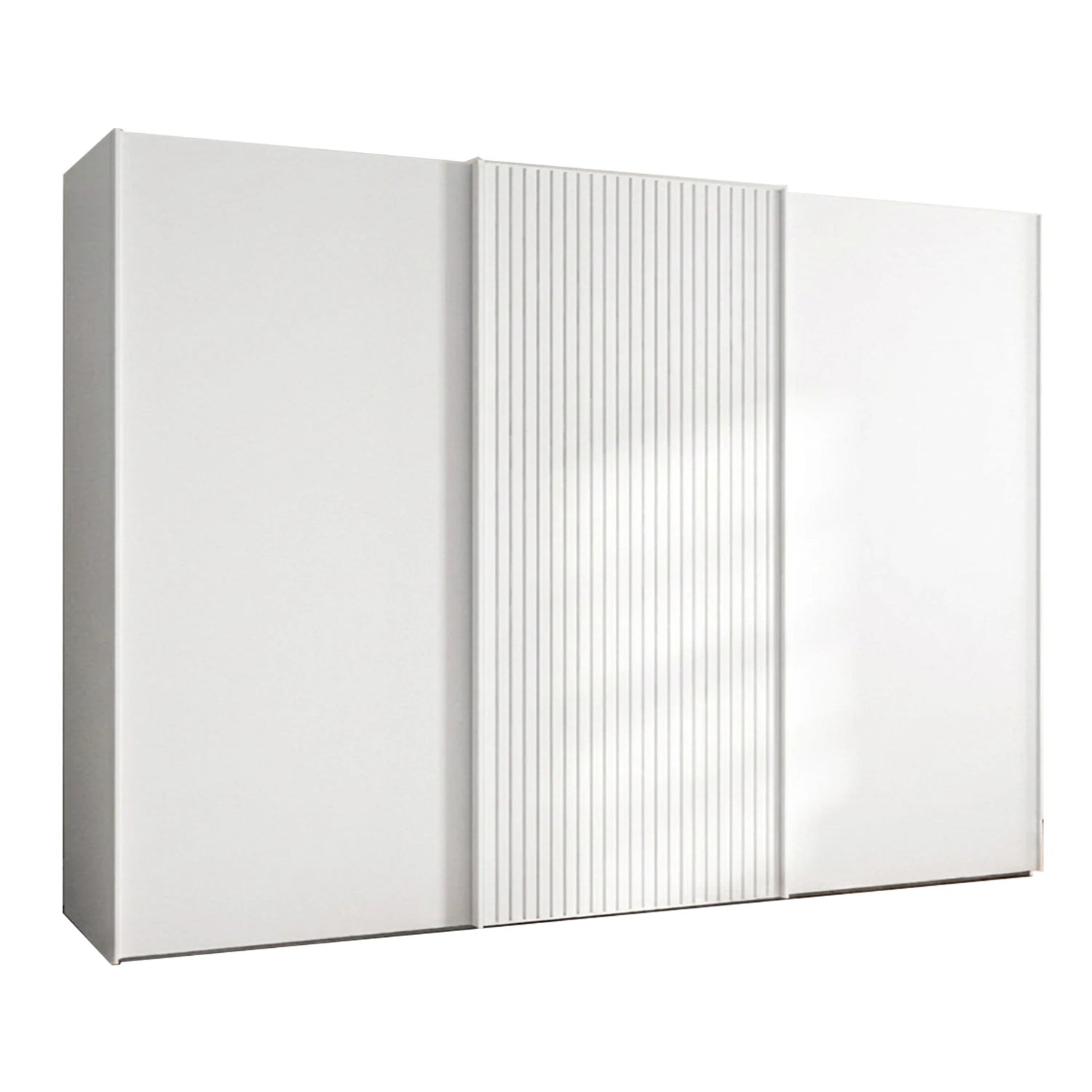 Wiemann Tulsa White 3 Door Sliding Wardrobe with Decking on the Middle Door - Width 300cm