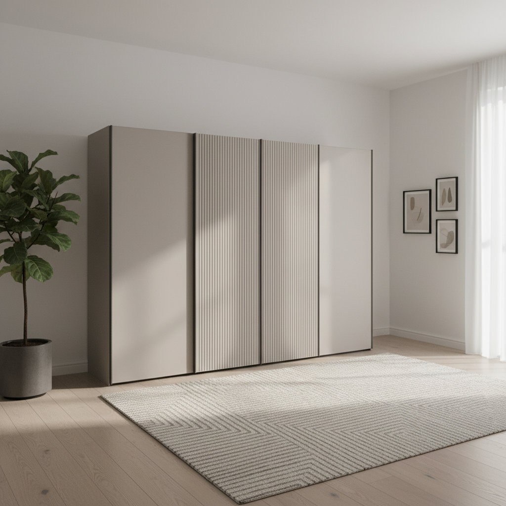 Wiemann Tulsa Large 4 Door sliding Door Wardrobe with Slats 