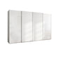 Wiemann Tulsa White Glass 4 Door Sliding Wardrobe with  Decking on Middle  Door - Width 330cm